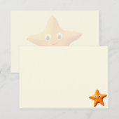 Süßer Cartoon-Seestern, blauer Ozean, blanke Creme Mitteilungskarte (Vorne/Hinten)