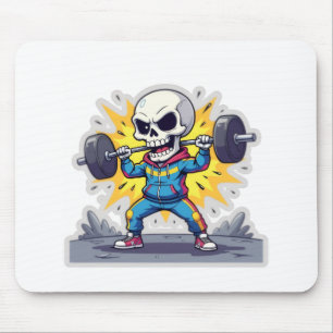 „Süßer Cartoon-Skelett-Gewichtheber • Lustiger Fit Mousepad