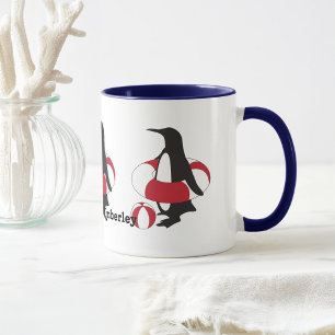 Süßer Cartoon Sommer Spaß Pinguin Kinder Name Tasse