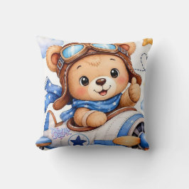 Süßer Cartoon-Teddybär-Pilot fliegt Flugzeug Wasse Kissen