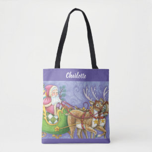 Süßer Cartoon-Weihnachtsmann-Schlitten-Rentier Tasche