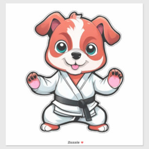 Süßer Cartoon-Welpe im Karate-Anzug Aufkleber