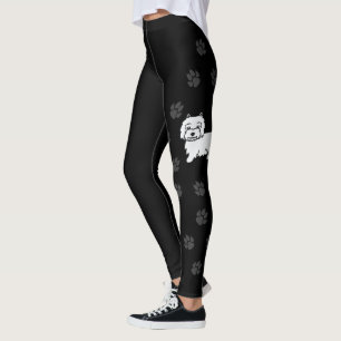 Süßer Cartoon Westie-Hunderasse mit Pfoten Schwarz Leggings
