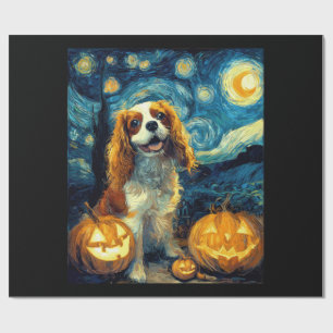 Süßer Cavalier King Charles Spaniel Hund Halloween Geschenkpapier