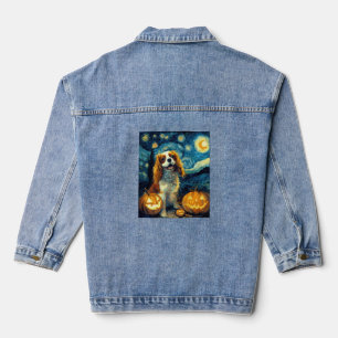 Süßer Cavalier King Charles Spaniel Hund Halloween Jeansjacke