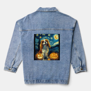 Süßer Cavalier King Charles Spaniel Hund Halloween Jeansjacke