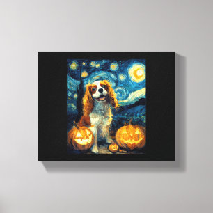 Süßer Cavalier King Charles Spaniel Hund Halloween Leinwanddruck