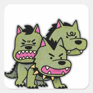 Süßer Cerberus Dreikopffhund Cartoon Aufkleber