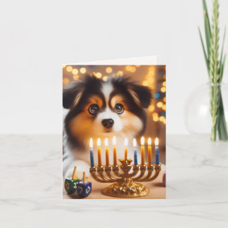 Süßer Chanukka-Hund Feiertagskarte