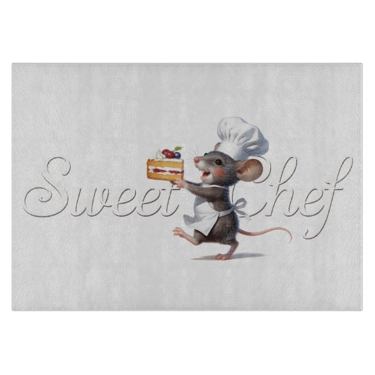 "Süßer Chef" Maus-Logo-Illustration Schneidebrett (Vorderseite)