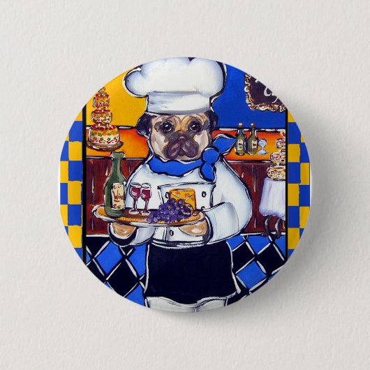 Süßer Chef Pug Button (Vorderseite)