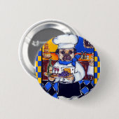 Süßer Chef Pug Button (Vorne & Hinten)