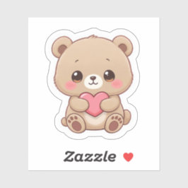 Süßer Chibi-Bär mit Herz  Aufkleber