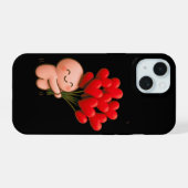 Süßer Chibi-Charakter hält rote Herzluftballons iPhone 15 Hülle (Rückseite (Horizontal))