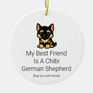 Süßer Chibi-Deutscher-Schaferhund-Welpe-Baby-Schmu Keramik Ornament
