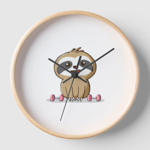 Süßer Chibi-Faultier-Workout � Lustiges Kawaii-Gym Uhr