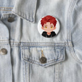 Süßer Chibi-Junge mit roten Haaren, gelben Augen A Button (Beispiel)