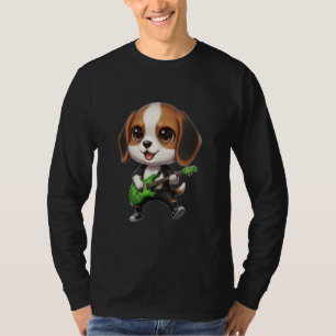 Süßer Chibi lustiger Beagle-Hund Gitarrist Rocker T-Shirt