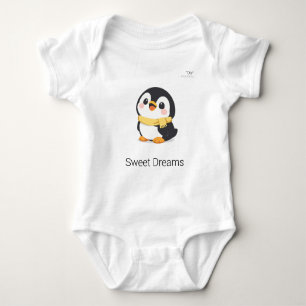 Süßer Chibi-Pinguin mit Schal, personalisiert Baby Strampler