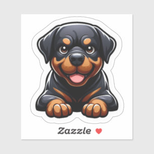 Süßer Chibi-Rottweiler-Welpe lächelt Aufkleber