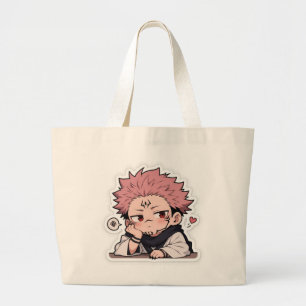 Süßer Chibi-Schmollender-König-Aufkleber - Kawaii Jumbo Stoffbeutel