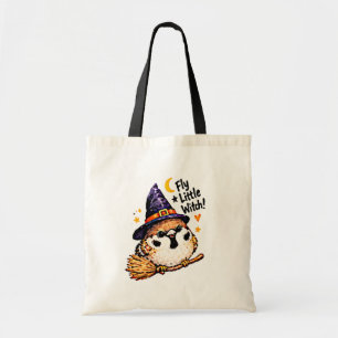 Süßer Chibi-Spatz-Vogel-Halloween-Hexe Spaß Tragetasche