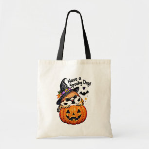 Süßer Chibi-Spatz-Vogel-Halloween-Kürbis Tragetasche