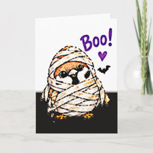 Süßer Chibi-Spatz-Vogel-Halloween-Mumie-Spaß Karte