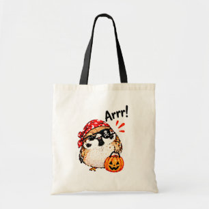 Süßer Chibi-Spatz-Vogel-Halloween-Pirat-Spaß Tragetasche