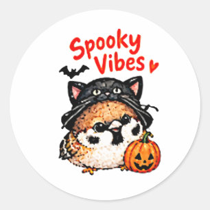 Süßer Chibi-Spatz-Vogel Halloween Runder Aufkleber