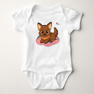 Süßer Chibi-Welpen-Hund brauner Baby-Body-Geschenk Baby Strampler