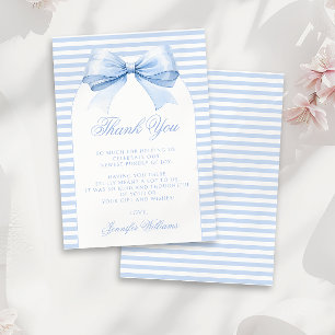 Süßer Chic Blauer Schleife Französische Babyshower Dankeskarte