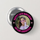 Süßer Chic Glücklicher Geburtstag Benutzerdefinier Button (Vorne & Hinten)