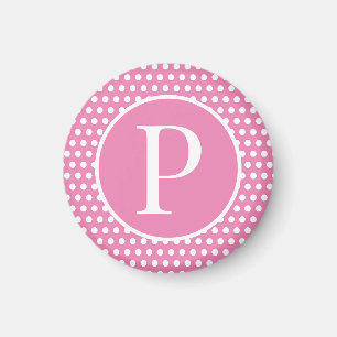 Süßer Chic rosa Punkte Anfangsbuchstabe Magnet