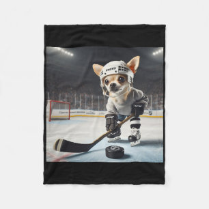 Süßer Chihuahua auf Eis für Hockey und Chihuahua-F Fleecedecke