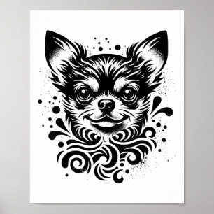 Süßer Chihuahua-Hund Vintage-Tätowierkunst _2 Poster