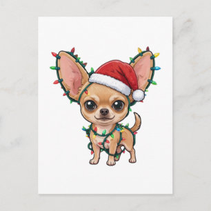 Süßer Chihuahua in einem gemütlichen Weihnachtspul Feiertagspostkarte