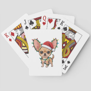 Süßer Chihuahua in einem gemütlichen Weihnachtspul Spielkarten
