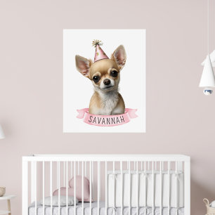 Süßer Chihuahua Rosa Verspieltes Design mit Namen Poster