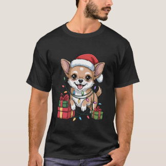 Süßer Chihuahua-Santa-Hut Weihnachten Xmas Hunde L T-Shirt