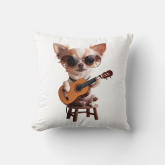 süßer Chihuahua spielt klassische Gitarre Cartoon Kissen