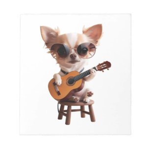 süßer Chihuahua spielt klassische Gitarre Cartoon  Notizblock