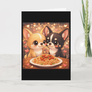 Süßer Chihuahua Valentinstag Hunde teilen Spaghett Karte