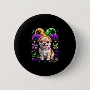 Süßer Chihuahua-Welpe Mardi Gras Hunde Liebhaber S Button