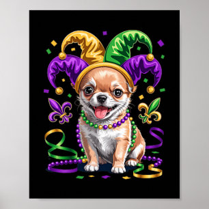 Süßer Chihuahua-Welpe Mardi Gras Hunde Liebhaber S Poster