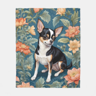 Süßer Chihuahua William Morris Inspirierter Blumen Fleecedecke