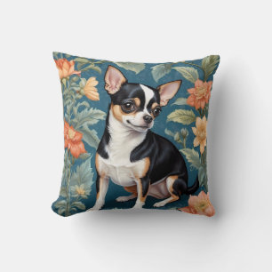 Süßer Chihuahua William Morris inspirierter Blumen Kissen