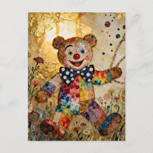 Süßer Clown Bär Postkarte (Vorderseite)