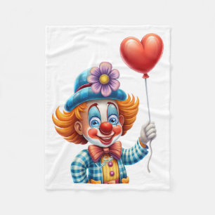Süßer Clown mit Herzballon Kuschel Fleece Decke