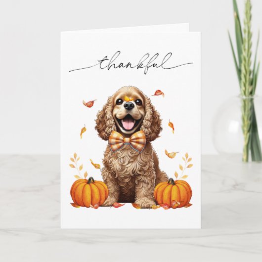 Süßer Cocker Spaniel Herbstlaub Kürbisse Karte (Vorderseite)